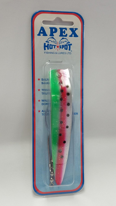 Hot Spot A5-457R Apex Trolling Lure 4.5", 4/0 Siwash Hook, Green/Red