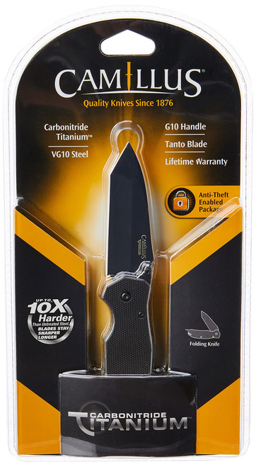 Camillus Tanto 2 6.75" Durable Lightweight Rust&Corrosion-Resistant VG10 Stainless Steel Everyday Carry Folding Pocket Knife with G10 Handle