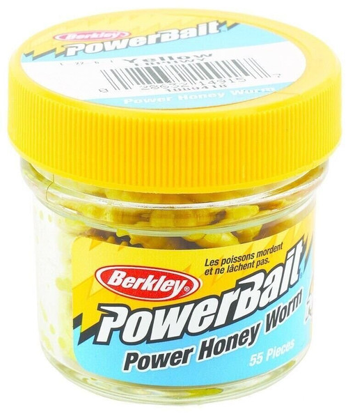 Berkley Powerbait Power Honey Worm Bait 1 Inch Yellow 55 Pack 1089418