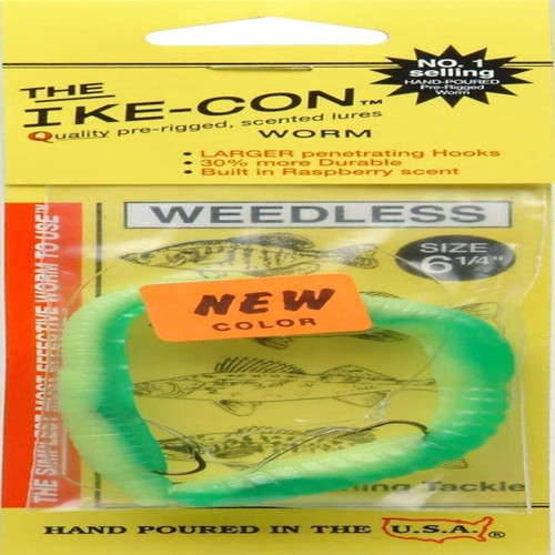 Ike-Con Weedless Worm Fishing Lure, 6-1/4-Inch, Green/Chartreuse