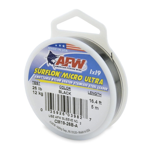 American Fishing Wire Surflon Micro Ultra, Nylon Coated 1x19 Stainless Steel