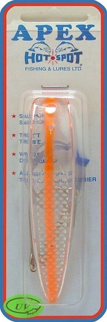 Hot Spot A5-386R Apex Trolling Lure 4.5", 4/0 Siwash Hook, Chrome/Neon
