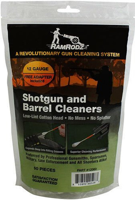 Ramrodz Shotgun/Barrel Cleaning Swabs 12 Gauge 60 Per Bag 12060