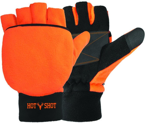Hot Shot 25-695C-IO-X Mens Bulls-Eye Fuzzy Fleece Fingerless Gloves