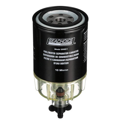 Seachoice Fuel Water Separator Filter, Clear Plastic Bowl, Drain