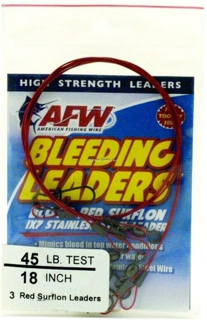 AFW Surflon Leaders Nylon Coated 1x7 Stainless 20 Lb Red 12 In 3/Pk E020REDL12/3