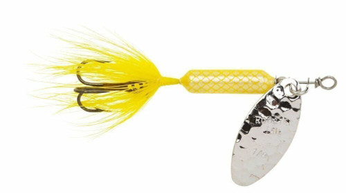 Yakima Bait Wordens Rooster Tail Spinner 1/8 Oz Hammered Silve Yellow 208-HSYL