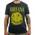 Amplified Nirvana Worn Out Smiley Unisex Charcoal T Shirt (XX-Large)