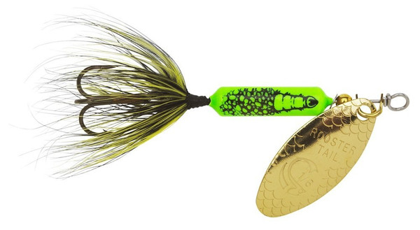 Yakima Bait Wordens 210-GRCA Rooster Tail in-Line Spinner, 2 1/2", 1/6 oz Green Caddis