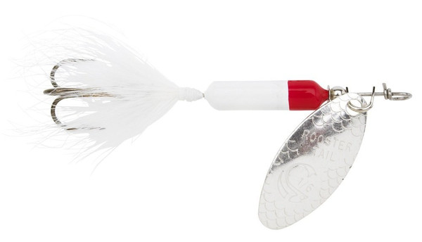 Yakima Bait Wordens 214-WHR Rooster Tail in-Line Spinner, 3", 3/8 oz Treble,White/Red