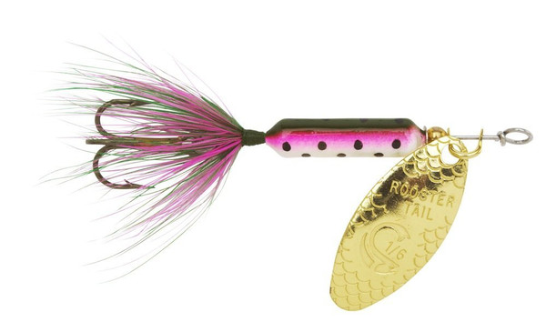 Yakima Bait Wordens 208-RBOW Rooster Tail in-Line Spinner, 2 1/4", 1/8 oz, Rainbow
