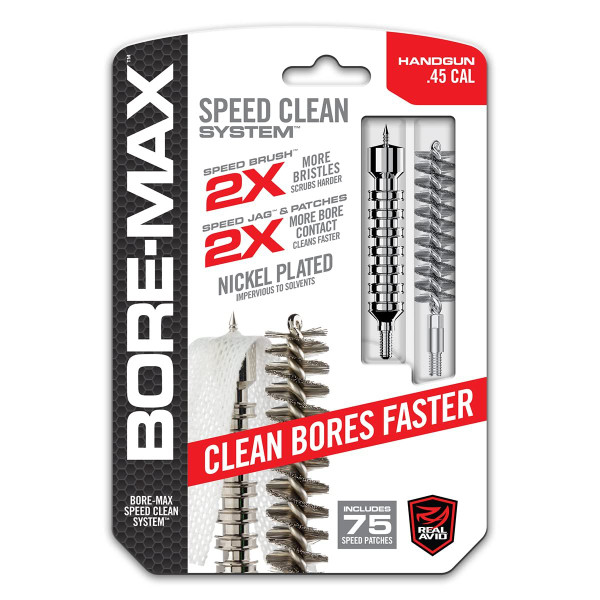 Real Avid Gun Cleaning Jag, Bore Brush & Gun Cleaning Patches Set, All in One Jag Set & Bore Brush Kit with Cleaning Patches, Premium Gun Brush Patch & Jags System for Cleaning (Handgun .45cal),nickel