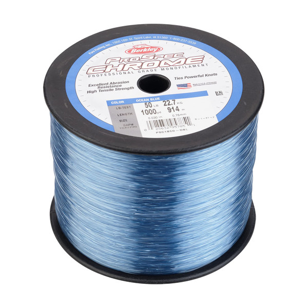 Berkley ProSpec® Chrome, Ocean Blue, 40lb | 18.1kg, 3000yd | 2743m Monofilament Fishing Line, Suitable for Saltwater Environments
