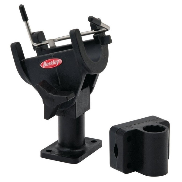 Berkley Quick-Set Boat Rod Holder, Sturdy Polypropylene Construction, Mountable with Locking Mechanism, Fits Easily on the Side or Top of the Gunwale or Other Boat Railings Black