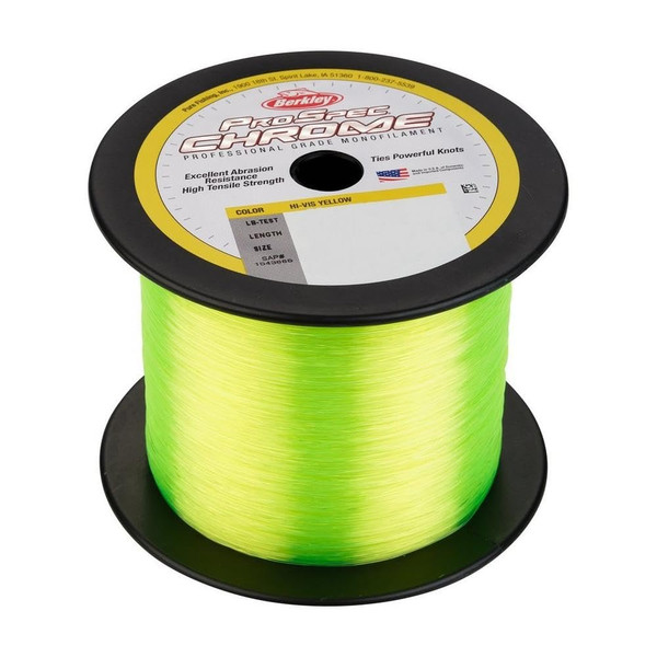 Berkley ProSpec® Chrome, Hi-Vis Yellow, 25lb | 11.3kg, 3000yd | 2743m Monofilament Fishing Line, Suitable for Saltwater Environments
