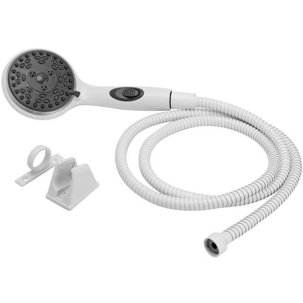 Dura Faucet Premium RV Handheld Shower Wand and Hose Kit - Eco-Friendly On/Off Switch (White)