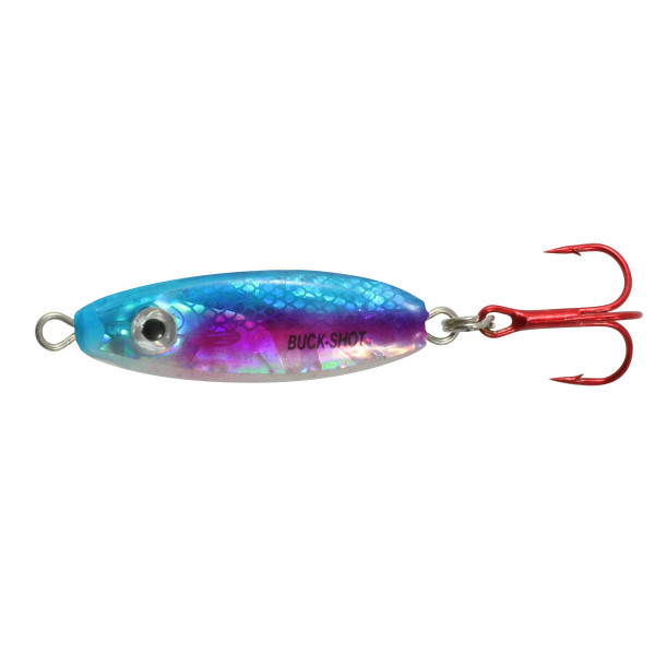 Northland Fishing Tackle Buck-Shot Ice Fishing Rattle Spoon, Super-Glo Rainbow, 3/8 Oz, 1/Cd