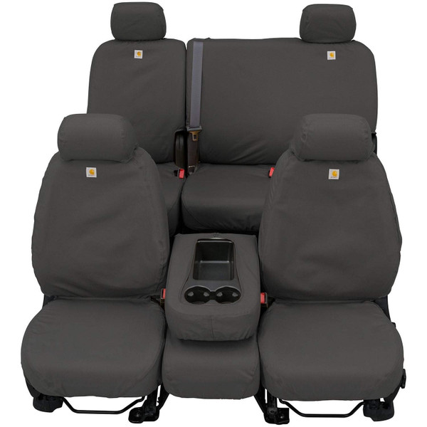Covercraft Carhartt SeatSaver Custom Seat Covers | SSC8433CAGY | 2nd Row 60/40 Bench Seat | Compatible with Select Toyota Tundra Models, Gravel