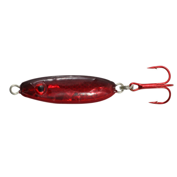 Northland Fishing Tackle Buck-Shot Ice Fishing Rattle Spoon, Super-Glo Redfish 3/8 Oz, 1/Cd