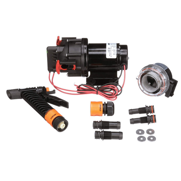 Seachoice Wash Down System Pump, 2.9 GPM Max @ 41 PSI, 12V DC, Includes Spray Nozzle and Inlet Strainer