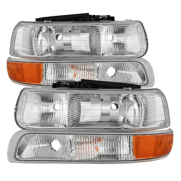 Spyder Xtune HD-JH-CSIL99-OE-SET Headlight (00/2500 99-02 / Chevy Silverado 3500 01-02 / Chevy Suburban 1500/2500 00-06 / Chevy Tahoe 00-06 OEM Style s With Bumper Lights - Chrome)
