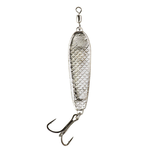 War Eagle Custom Lures Jigging Spoon Fishing Lure with Built-in Swivel and EWG Treble Hook, Nickel, 7/8 oz