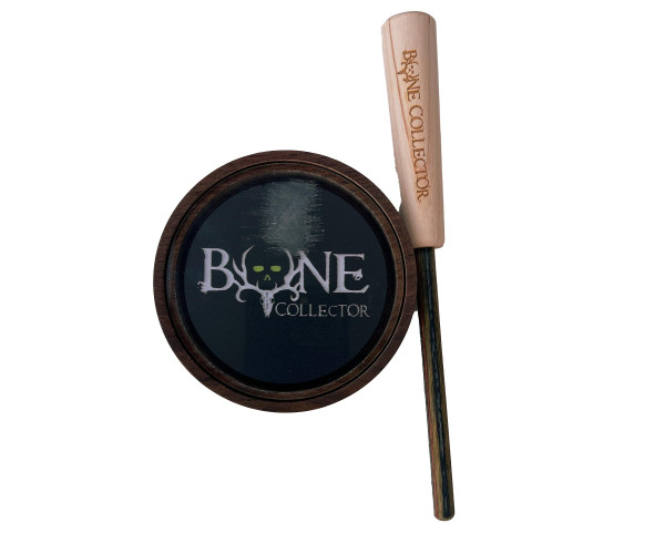 Bone Collector Fans Up Pot Call - Tapered Walnut Design, Realistic Glass Surface, 2-Piece Diamondwood Striker - Perfect for Purrs, Cutts, Clucks, and Yelps - Essential Turkey Hunting Gear