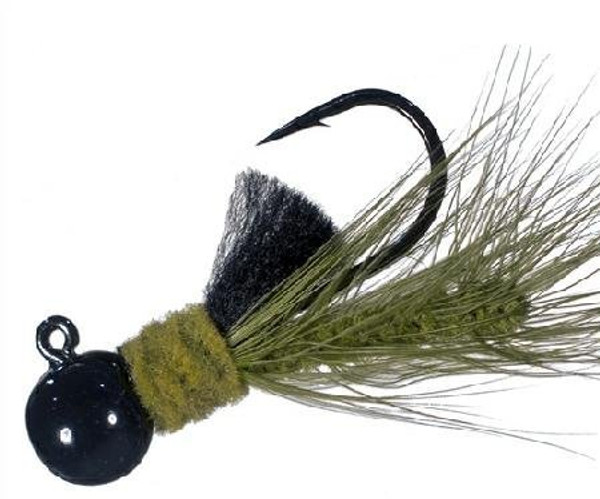 Hawken AJH14040 Aerojig Hackle Jig 1/4 oz, 1/0 Hook, Black/Olive