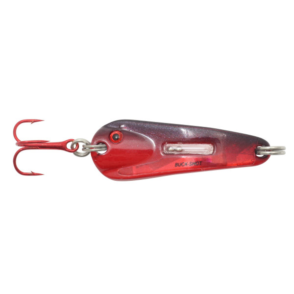 Northland Tackle Buck-Shot Ice Fishing Flutter Spoon, Super-Glo Redfish, 1/8 Oz, 1/Cd