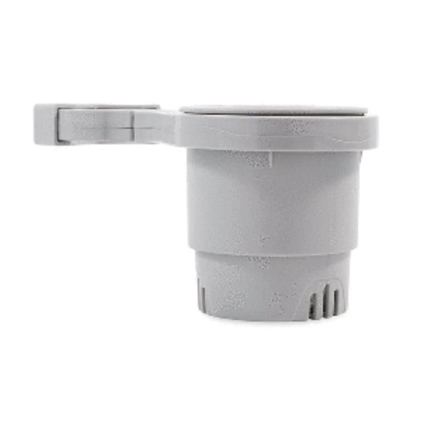 Camco Small Clamp Mounted Cup Holder-Provides a Secure Location for Your Beverage-Mountable for Up to 1-1/4-Inch Rail-Gray (53093)
