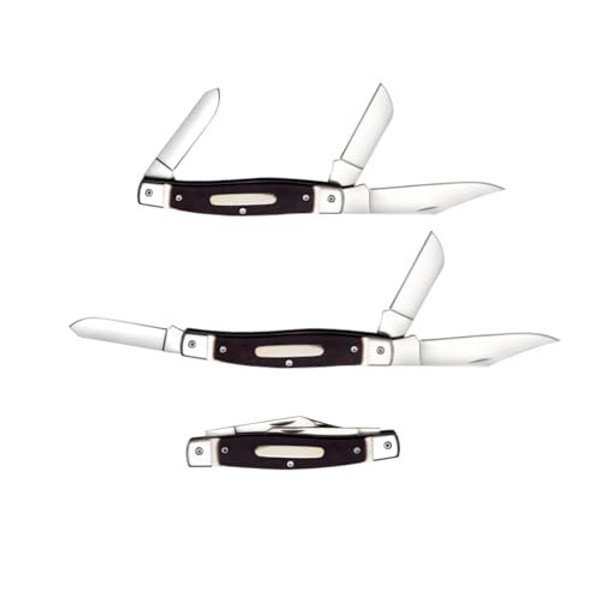 Cold Steel Stockman Versatile Practical Durable Reliable Compact Pocket Folding Knife - 3 Blades; Bone Handle; Slip Joint Lock