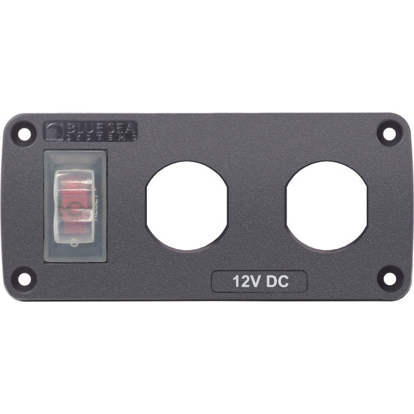 Blue Sea Systems 4364 Water-Resistant Accessory Panel, 15A Circuit Breaker, 2 Blank Apertures