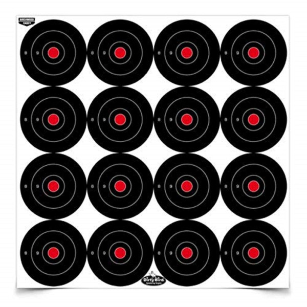 Birchwood Casey Non-Adhesive Dirty Bird Bull's-Eye Small Targets Practice Shooting for Indoor and Outdoor Use, 3" - 12 Sheets, 192 Targets