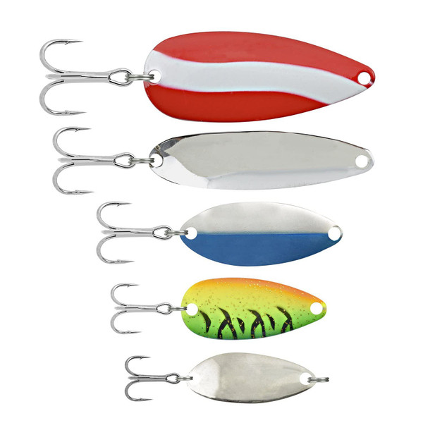 South Bend Spoon Assortment | Bright-Colored, Spoon-Shaped Fishing Lures | Pack of 5