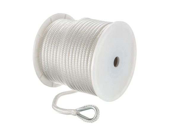 Seachoice Boat Anchor Rope, Double-Braid, Nylon, Achor Line, 1/2 in. X 200 Ft., White