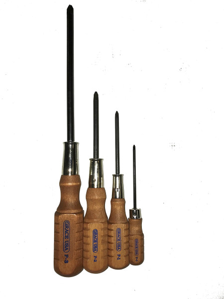 Grace USA 4 pc Phillips Screwdriver - 4 pc Phillips Screwdriver Set (0, 1, 2, 3 Phillips) - GRSDP4 - Gunsmith Tools & Accessories