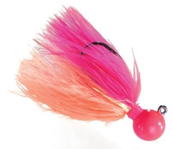 Hawken FFM14017 Fire Flies Marabou Flash Jig, 1/4 oz, 1/0 Hook, Pink &