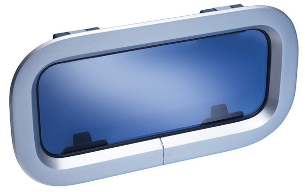 Lewmar Standard Boat Portlight, Opening - Size 1, Smoke/Silver White Trim, Anodized Aluminum Frame, Acrylic Lens, CE-Approved, 4-Position Click-Stop Hinges