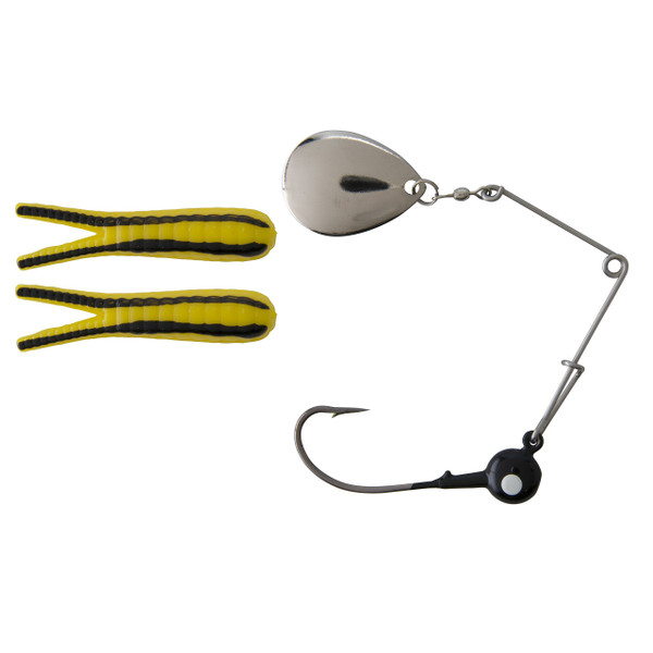 Johnson Beetle Spin Nickel Blade, Yellow/Black Stripe, 2-Inch