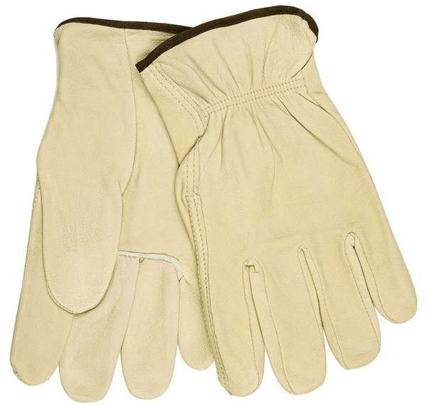 MCR Safety 32013XXL Industry Table Grade Unlined Cow Grain Leather Driver Men's Gloves with Straight Thumb, Cream, 2X-Large, 1-Pair