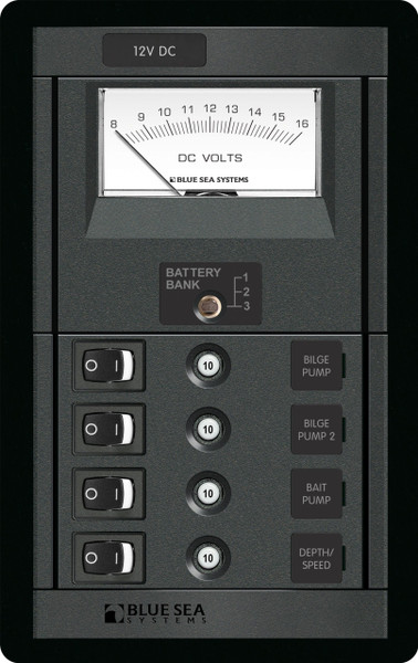 Blue Sea Systems 4 Position Switch CLB + Meter Vertical