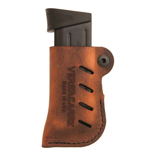 Versacarry 72101 Leather Magazine Holder- Adjustable- Single Stack Distressed Brown