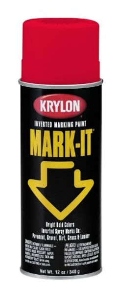 Krylon RDMI1001A Mark-It Inverted Spray, Red Fluorescent, 12 Ounce