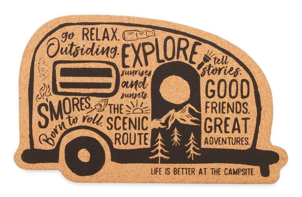 Camco 53386 Life is Better at the Campsite Cork Trivet, Graffiti RV - Effectively Protects Your Countertops, Tabletops and Other Surfaces from Heat Damage