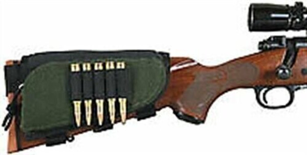 Allen Buttstock Cartridge Holder w/ Pouch Holds 5 Cartridges Black 20550