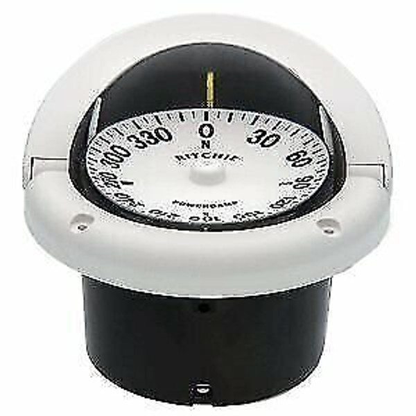 Ritchie Helmsman Flush Mount Compass 3.75 In PowerDamp Flat Dial White HF742W