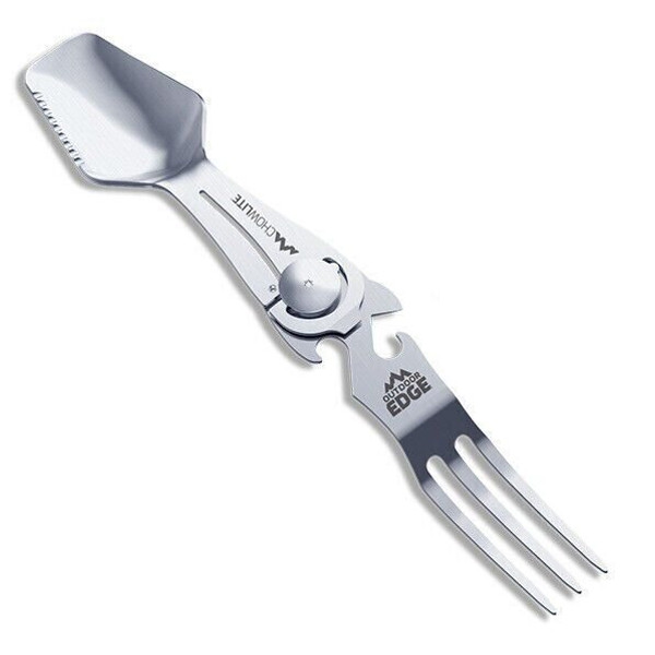 OUTDOOR EDGE CHOWLITE W/ FULL SIZE SPOON/FORK & 3 TOOLS