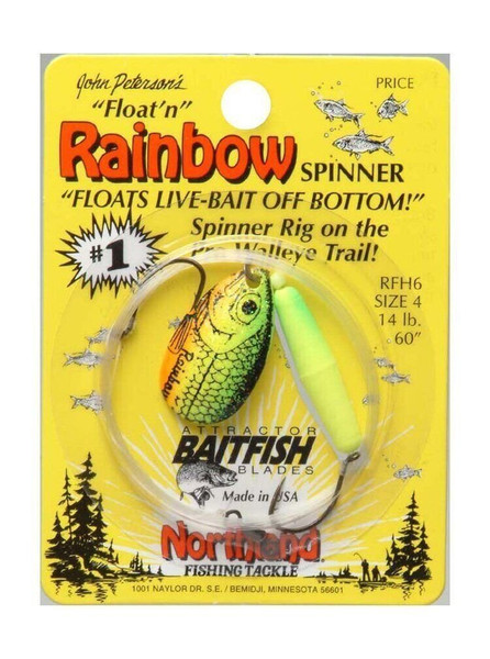 Northland Tackle Baitfish Float'n Spin Rig, Firetiger, 4 Hook