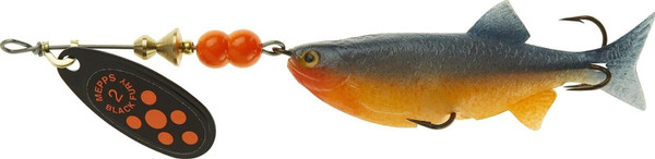 Mepps BF2M FL Black Fury Mino (Flourescent) 1/6 OZ fl red dot