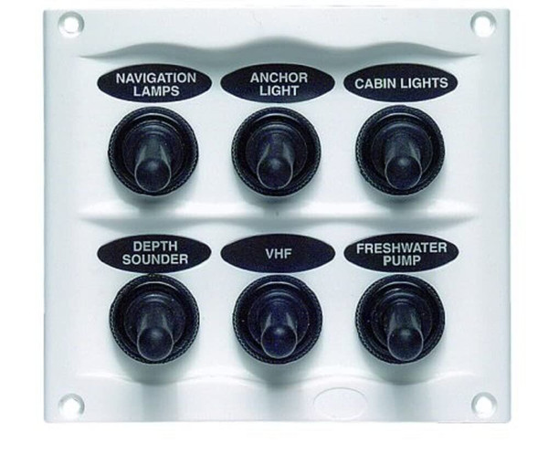 BEP 900-6WPW Splash Proof Panel - 6 Way - White